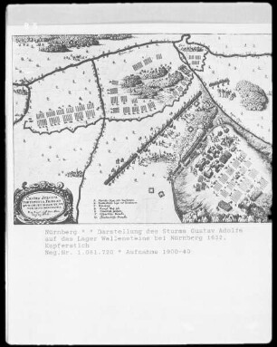 Nürnberg, Darstellung des Sturms Gustav Adolfs auf das Lager Wallensteins bei Nürnberg 1632