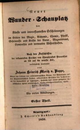 Joh. Nik. Martius gesammelte Schriften über natürliche Magie : ausgewählt und bearbeitet nach den Anforderungen unserer Zeit. 1