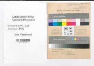Entnazifizierung Ferdinand Sax , geb. 15.01.1908 (Wissenschaftliche Hilfskraft)
