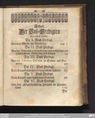 Inhalt Der Buß-Predigten.