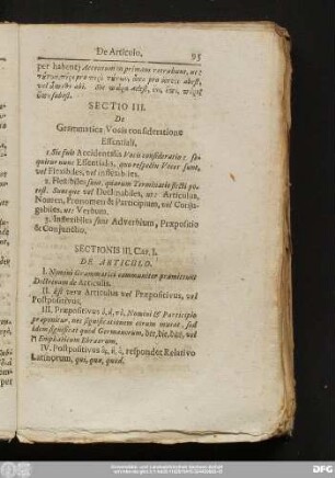 Sectio III. De Grammatica Vocis consideratione Essentiali.