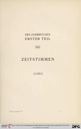 Des Jahrbuches Erster Teil. Zeitstimmen