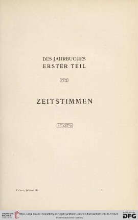Des Jahrbuches Erster Teil. Zeitstimmen