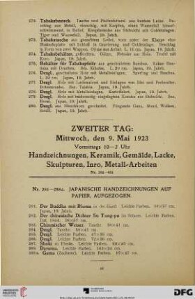 Handzeichnungen, Keramik, Gemälde, Lacke, Skulpturen, Inro, Metall-Arbeiten (Nr. 281-431)