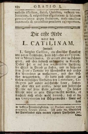 Die erste Rede wider den L. Catilinam.