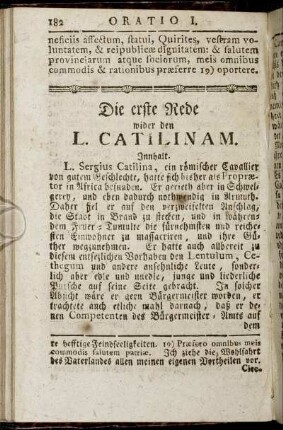 Die erste Rede wider den L. Catilinam.