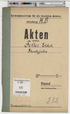 Teller, Elsbeth, geb. 2.1.1894, Stenotypistin