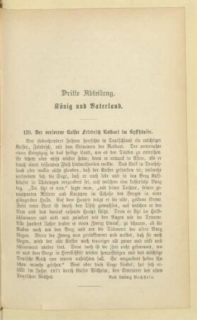 Dritte Abteilung. König und Vaterland