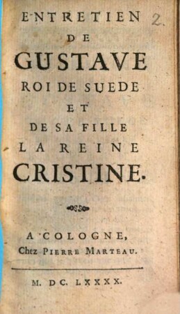 Entretien De Gustave Roi De Suede Et De Sa Fille La Reine Cristine