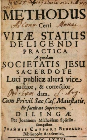 Methodus Certi Vitae Status Deligendi Practica