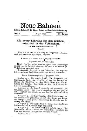 Ein neuer Lehrplan für den Zeichenunterricht in der Volksschule : (Schluß)