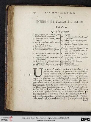 Tit. IV: De Injuriis et Famosis Libellis