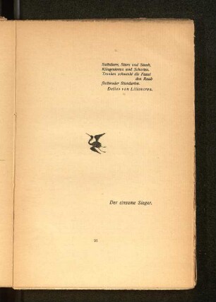 Der einsame Sieger. [Der Reiter. ... Mein Wille.]