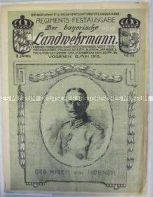 Festausgabe der handgeschriebenen und -gezeichneten hektografierten Feldzeitung "Der Bayerische Landwehrmann"