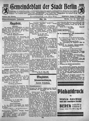 1925,29: Nr. 29, 19. Juli 1925