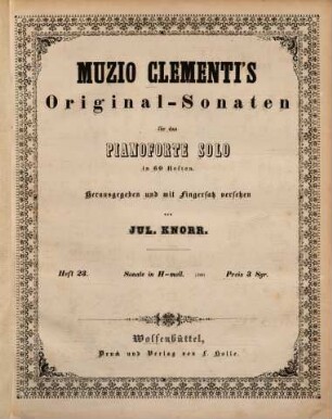Muzio Clementi's Original-Sonaten für das Pianoforte solo in 60 Heften, 2. Heft 23-43