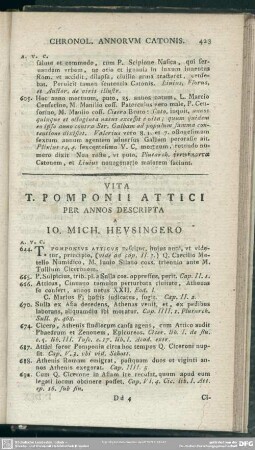 Vita T. Pomponii Attici Per Annos Descripta A Jo. Mich. Heusingero