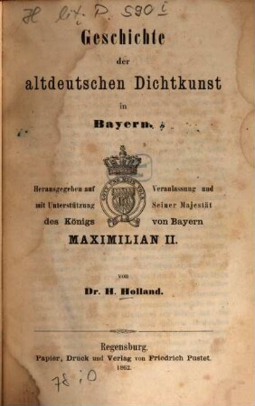 Geschichte der altdeutschen Dichtkunst in Bayern