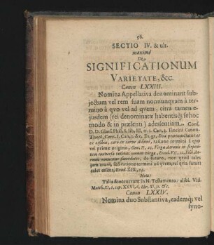 Sectio IV. & ult. maxime. De Significationum Varietate & c.