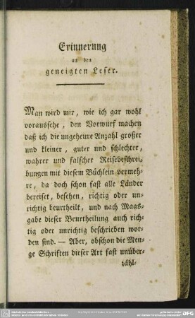 Erinnerung an den geneigten Leser