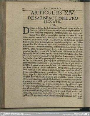 Articulus XIV. De Satisfactione Pro Peccatis