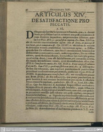 Articulus XIV. De Satisfactione Pro Peccatis
