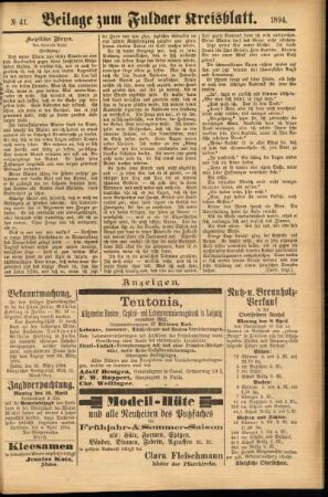Zweite Ausgabe vom Samstag, den 07. April 1894.