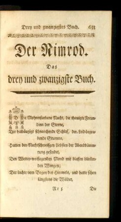 Der Nimrod. Das drey und zwanzigste Buch