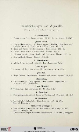 Handzeichnungen und Aquarelle (Nr. 1-214)