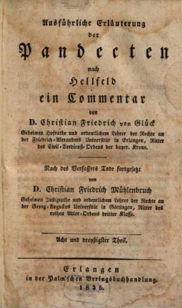Versuch einer ausführlichen Erläuterung der Pandecten nach Hellfeld : ein Commentar für meine Zuhörer, 38