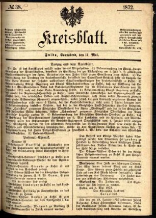 Ausgabe vom Samstag, den 11. Mai 1872.