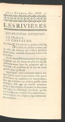Dix-huitième Entretien. Les Rivieres.