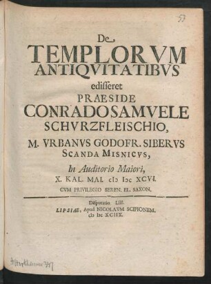 [Disputatio LIII.] De Templorum Antiquitatibus