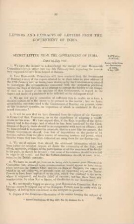 Letters and extracts of letters from the Government of India