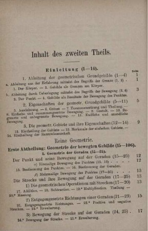 Inhalt des zweiten Theils. Einleitung (1-14).