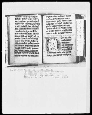 Mittelniederdeutsches Stundenbuch — Initiale H, Folio 14recto