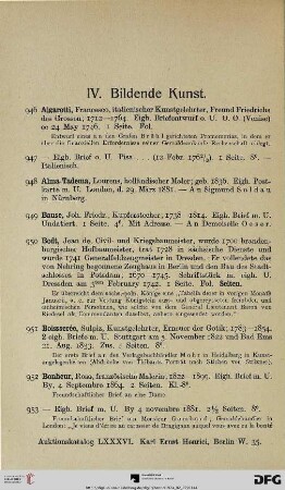 IV. Bildende Kunst (Nr. 946-1032)