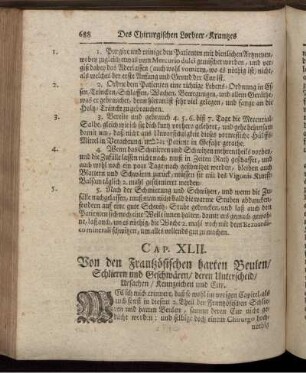 Cap. XLII. Von den Frantzösischen harten Beulen/ Schlieren und Geschwären/ [...]