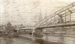 Fischer, Theodor; Köln; Rheinbrücke - Ufer und Brückenpfeiler (Teilansicht)