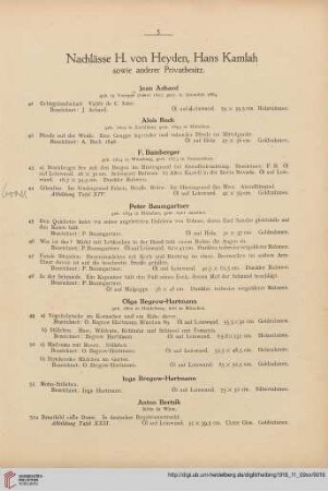 Nachlässe H. von Heyden, Hans Kamlah sowie anderer Privatbesitz (Nr. 41-308)