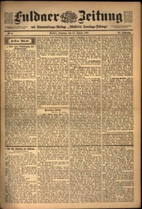 Erste Ausgabe vom Samstag, den 29. Januar 1898.