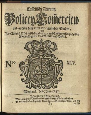 Nro. XLV, Montags, den 5. Nov. 1742