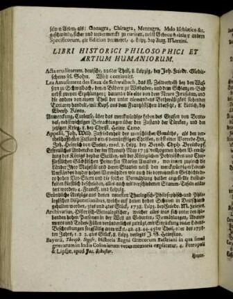 Libri Historici Philosophici Et Artium Humaniorum.