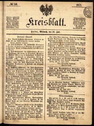 Ausgabe vom Mittwoch, den 26. Juli 1871.