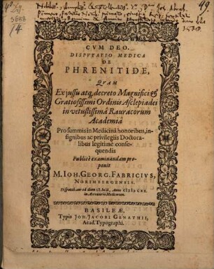 Disp. med. de phrenitide