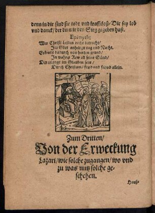 Zum Dritten/ Von der Erweckung Lazari ...