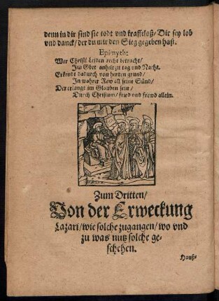 Zum Dritten/ Von der Erweckung Lazari ...
