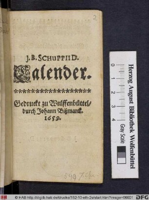 J. B. Schuppii D. Calender