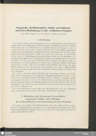 Organische oberflächenaktive Sulfate und Sulfonate und deren Bestimmung in sehr verdünnten Lösungen