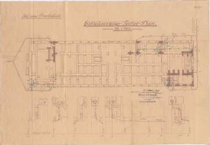 Voit, August von; München; Neue Pinakothek - Entwässerung (Grundriss, Schnitte)